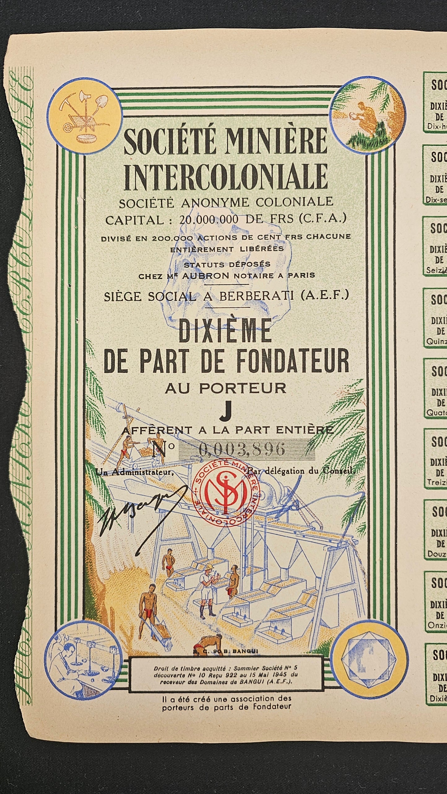 Sté Minière Intercoloniale, SA Coloniale