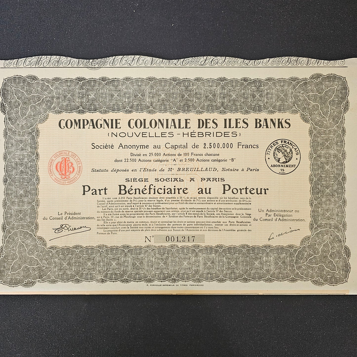 Colonial Company of the Banks Islands (New Hebrides)