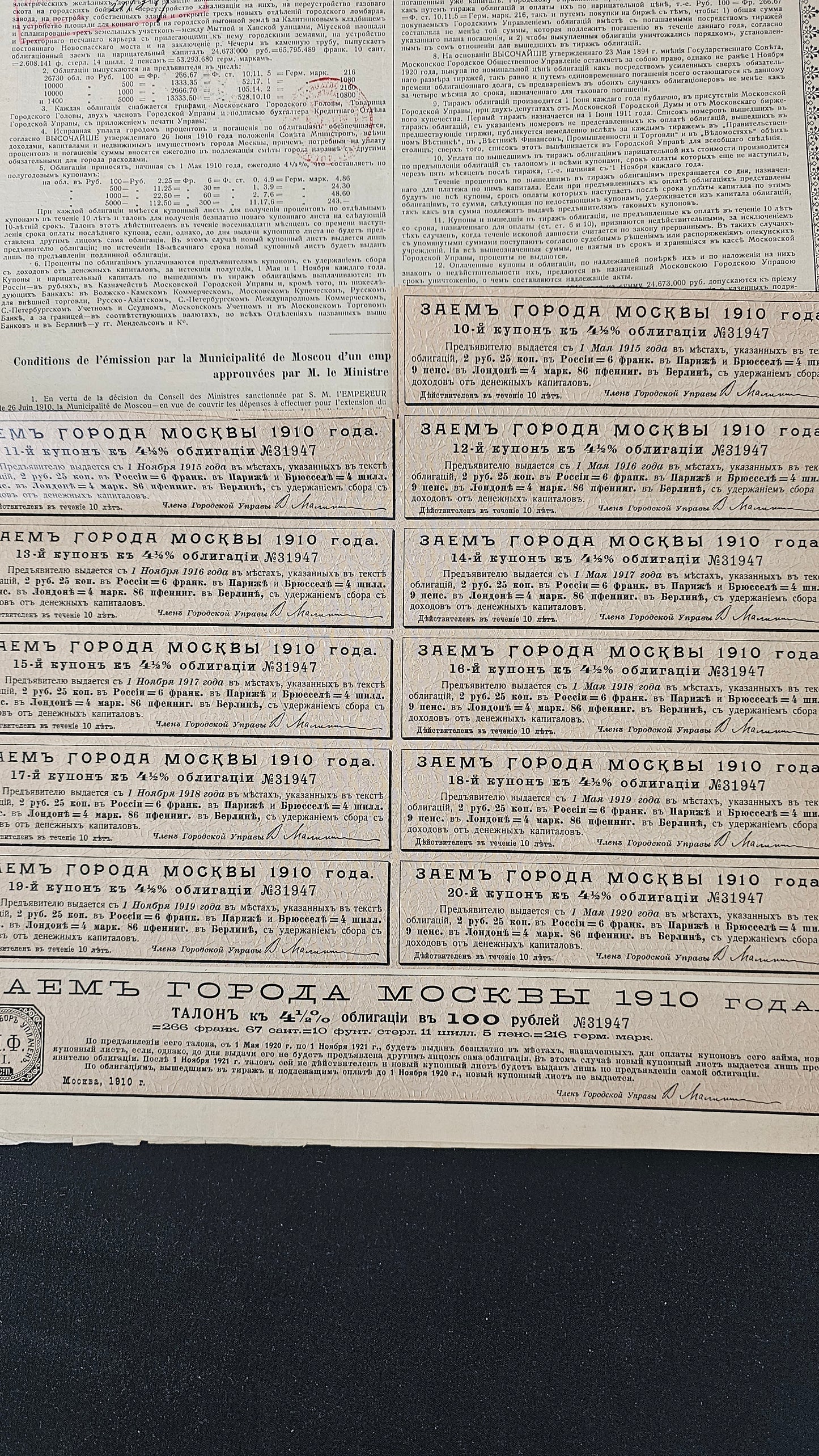 City of Moscow - Loan of 1910