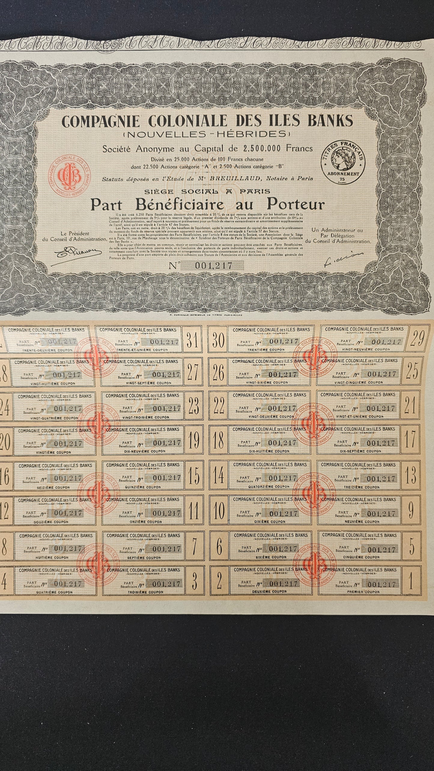 Colonial Company of the Banks Islands (New Hebrides)